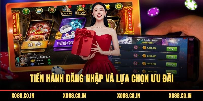 Tiến hành đăng nhập và lựa chọn ưu đãi